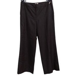 Ann Taylor LOFT Ann Black/White Pinstriped Flat Front Wide Leg Wool Trouser 12